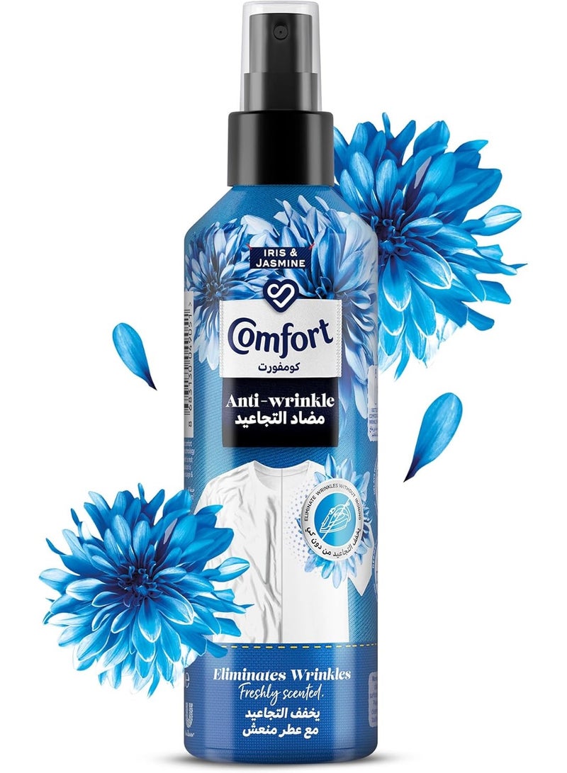Comfort بخاخ كومفورت المضاد للتجاعيد للملابس، إيريس وياسمين، يقضي على التجاعيد بدون مكواة أو بخار ورائحة منعشة، 200 مل - Image 1