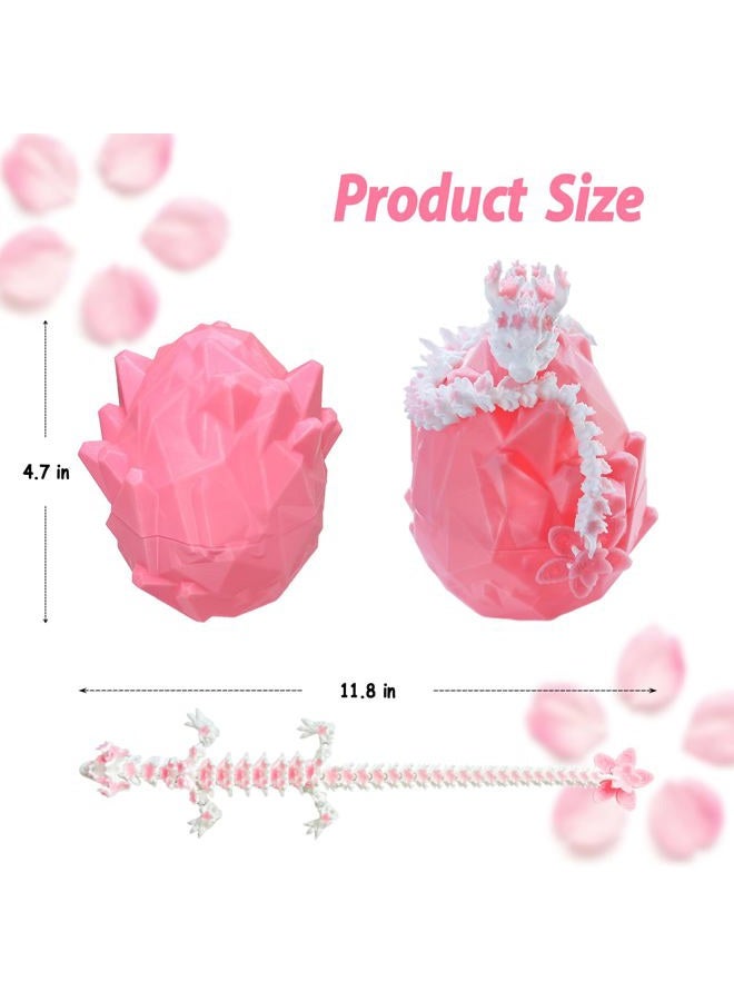 BuQueHM 3D Printed Dragon – 11.8in Cherry Blossom Decor Dragons with Articulated Crystal Dragon Egg 3D Printed Fidget Toys for Desk Décor and Collectible - Image 3