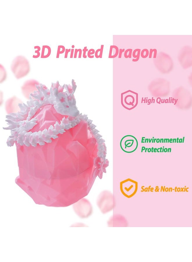 BuQueHM 3D Printed Dragon – 11.8in Cherry Blossom Decor Dragons with Articulated Crystal Dragon Egg 3D Printed Fidget Toys for Desk Décor and Collectible - Image 2