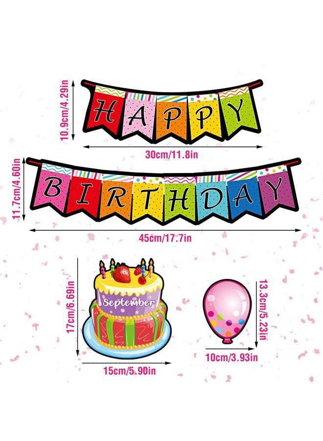 Outus 20 Pieces Happy Birthday Bulletin Board Set Birthday Wall Classroom Decoration Cutouts for Calendars Bulletin Boards Classrooms (Black Dot Style) - Image 2