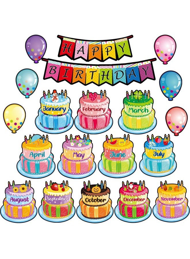 Outus 20 Pieces Happy Birthday Bulletin Board Set Birthday Wall Classroom Decoration Cutouts for Calendars Bulletin Boards Classrooms (Black Dot Style) - Image 1