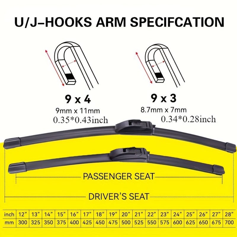 Newly Upgraded 11 Layer Rubber Wiper Blade High Quiet Operation Fits 99 Percent Car Models with U J Type Adapters 14 Inch Size Essential Car Accessory - Image 2
