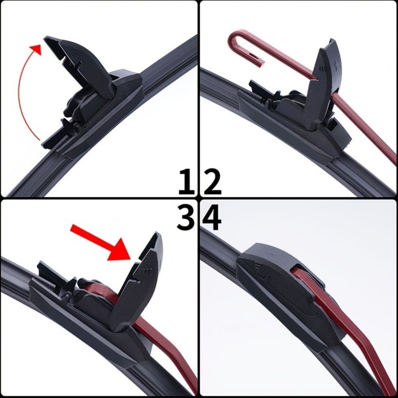 Newly Upgraded 11 Layer Rubber Wiper Blade High Quiet Operation Fits 99 Percent Car Models with U J Type Adapters 14 Inch Size Essential Car Accessory - Image 4