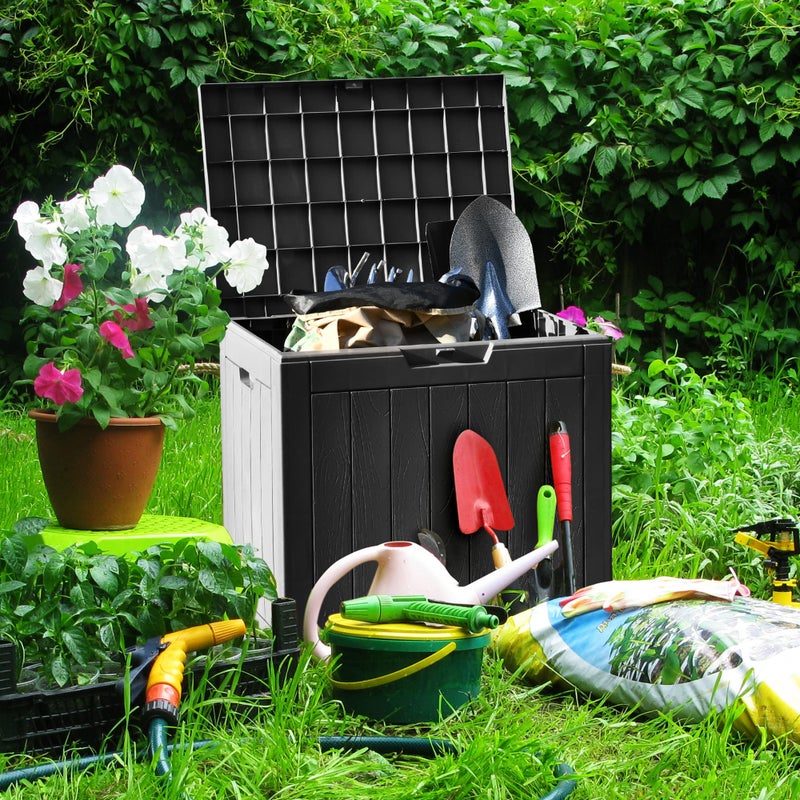 YITAHOME صندوق تخزين خارجي ييتاهوم سعة 30 جالون، صندوق تخزين مقاوم للماء مع غطاء قابل للقفل لأثاث الفناء، وسائد، وإكسسوارات المسبح، وأدوات الحديقة، أسود - Image 3