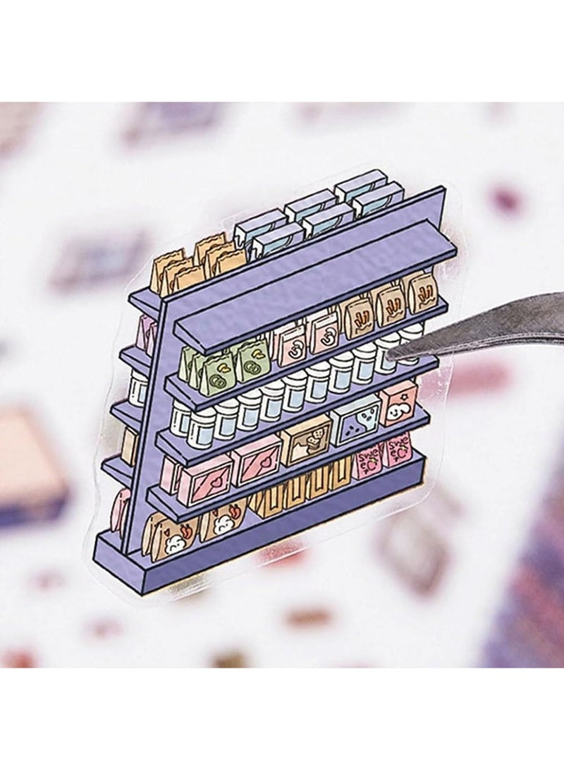 4 Sets DIY 3D House Stickers,Diy 3d House Stickers,Fun Diy Stickers Scene Make,3d Sticker Diy Three-dimensional Cabin Scene Stacking and Pasting,Cartoon Miniature Scene Stickers - Image 4