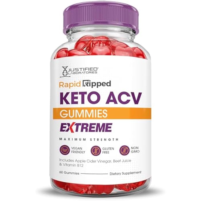 Justified Laboratories (3 Pack Rapid Ripped Keto ACV Gummies Extreme 2000MG Rapidripped Keto Gummies Apple Cider Vinegar Formulated with Pomegranate Beet Juice Powder B12 Vegan Non GMO 180 Gummys - Image 5