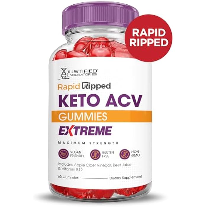 Justified Laboratories (3 Pack Rapid Ripped Keto ACV Gummies Extreme 2000MG Rapidripped Keto Gummies Apple Cider Vinegar Formulated with Pomegranate Beet Juice Powder B12 Vegan Non GMO 180 Gummys - Image 4