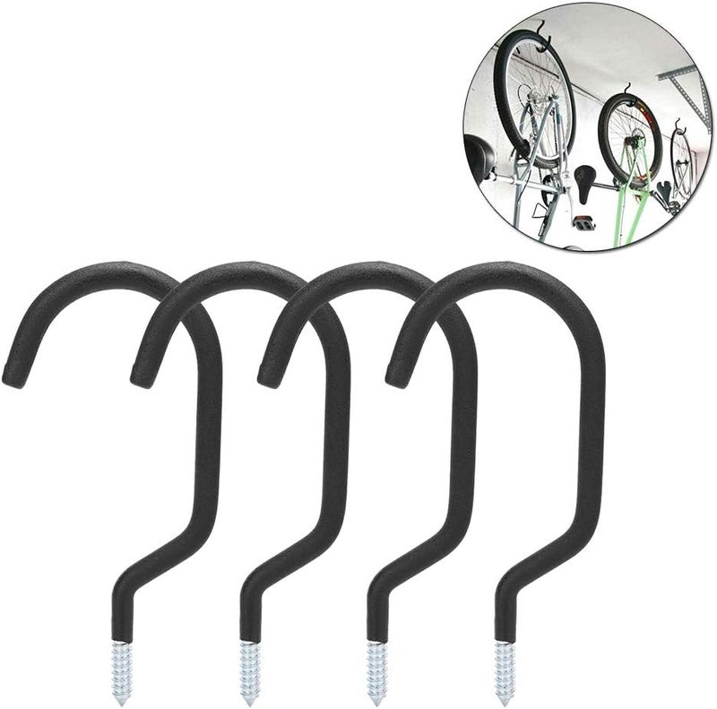 4pcs Metal Bike Wall Mount Storage Holders, Heavy Duty Hanger Hook Bracket, Galvanized Steel Bike Storage Hook with Plastic Coating for Garage Carport Warehouse - Image 3