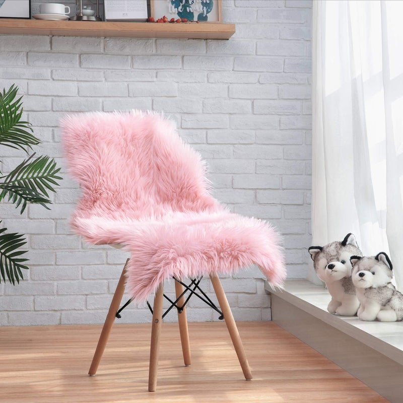 Ciicool Faux Sheepskin Rugs Soft Faux Fur Rugs Pink Fluffy Rugs Chair Couch Cover Cute Fuzzy Rugs for Girls Bedroom Floor Sofa Living Rroom 2x3 Feet - Image 2