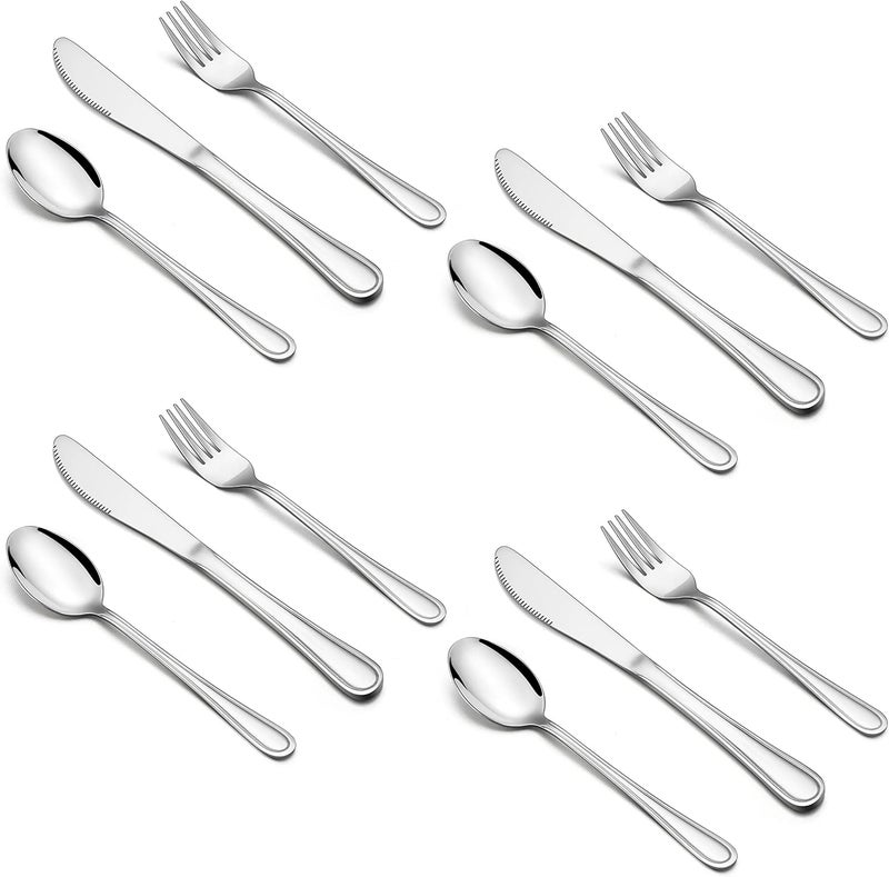 HaWare 12Piece Kids Silverware Stainless Steel Toddler Utensils Flatware Set Preschooler Eating Utensils Includes 4 Spoons 4 Forks 4 Knives Metal Children Cutlery for Home School Mirror Finished - Image 1