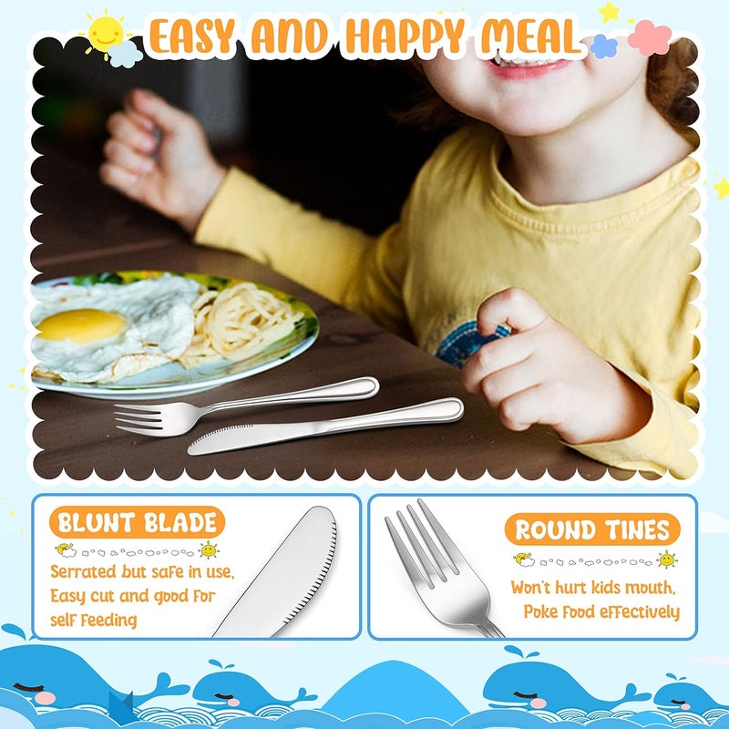 HaWare 12Piece Kids Silverware Stainless Steel Toddler Utensils Flatware Set Preschooler Eating Utensils Includes 4 Spoons 4 Forks 4 Knives Metal Children Cutlery for Home School Mirror Finished - Image 5