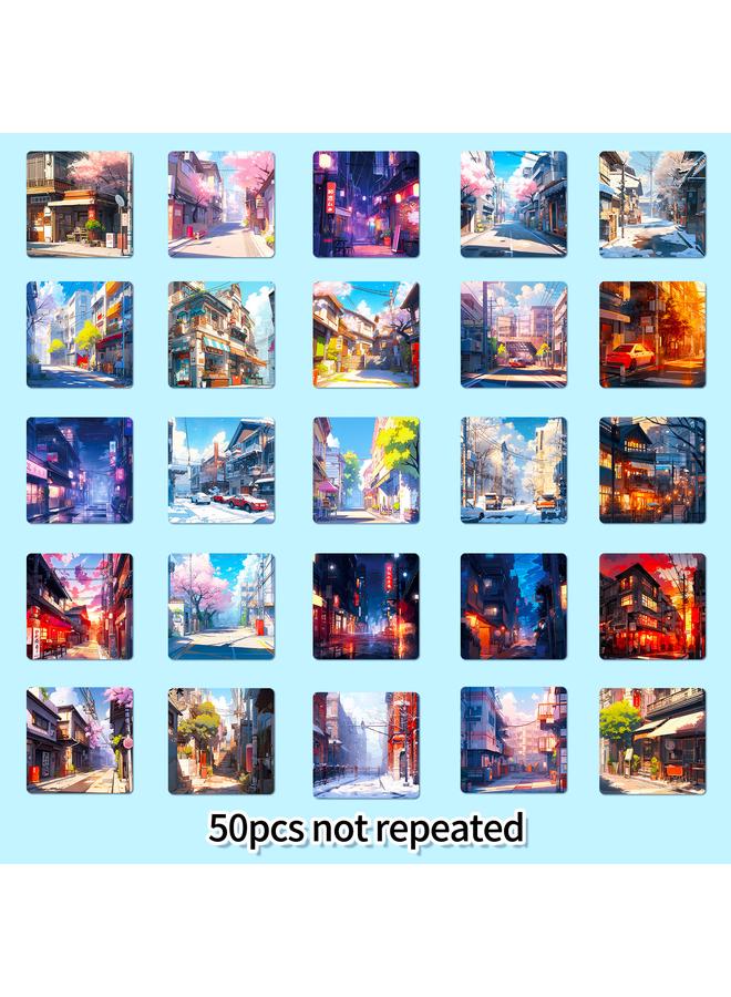 Bluejw 50 Cure Beautiful Street Scenery Decorative Stickers Shein Bedroom Notebook Water Cup Refrigerator Decorative Stickers - Image 4