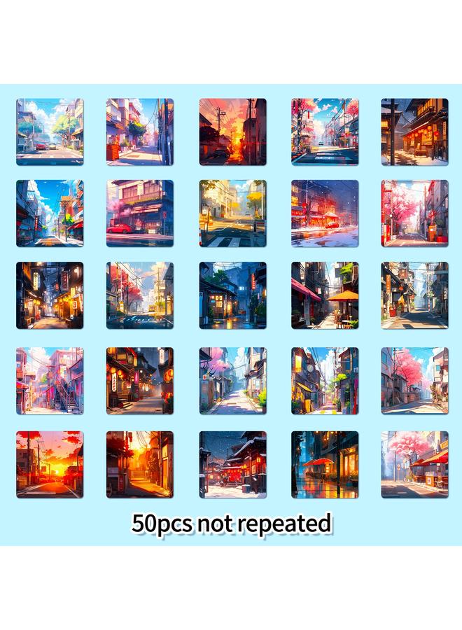 Bluejw 50 Cure Beautiful Street Scenery Decorative Stickers Shein Bedroom Notebook Water Cup Refrigerator Decorative Stickers - Image 5