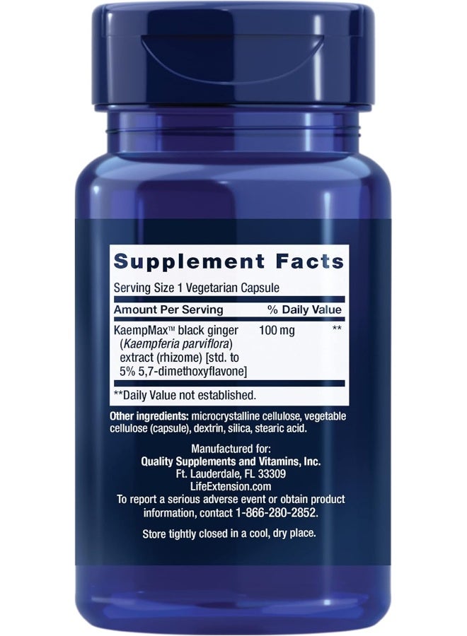 Life Extension دعم الأوعية الدموية الجنسية للذكور من لايف إكستينشن، زنجبيل أسود، كيمفيريا بارفيفلورا، صحة جنسية للذكور، وظيفة جنسية، خالي من الغلوتين، غير معدل وراثيًا، 1 يوميًا، 30 كبسولة نباتية - Image 2