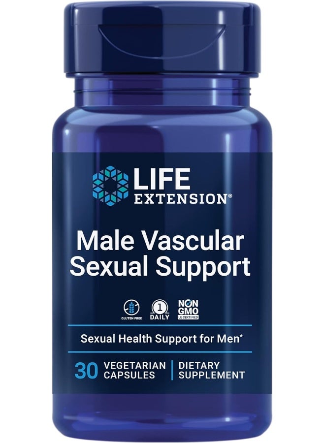 Life Extension دعم الأوعية الدموية الجنسية للذكور من لايف إكستينشن، زنجبيل أسود، كيمفيريا بارفيفلورا، صحة جنسية للذكور، وظيفة جنسية، خالي من الغلوتين، غير معدل وراثيًا، 1 يوميًا، 30 كبسولة نباتية - Image 1