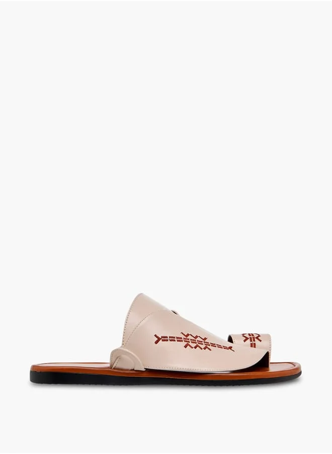 LBL by Shoexpress Men's Embroidered Slip-On Arabic Sandals with Toe Loop Ramadan Collection