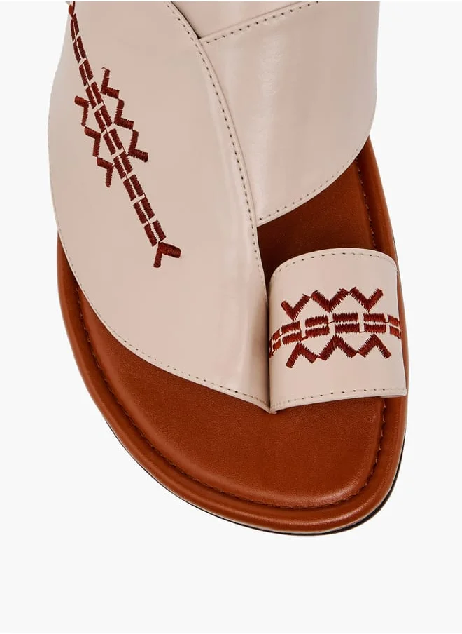 ال بي ال من شو اكسبرس Men's Embroidered Slip-On Arabic Sandals with Toe Loop Ramadan Collection