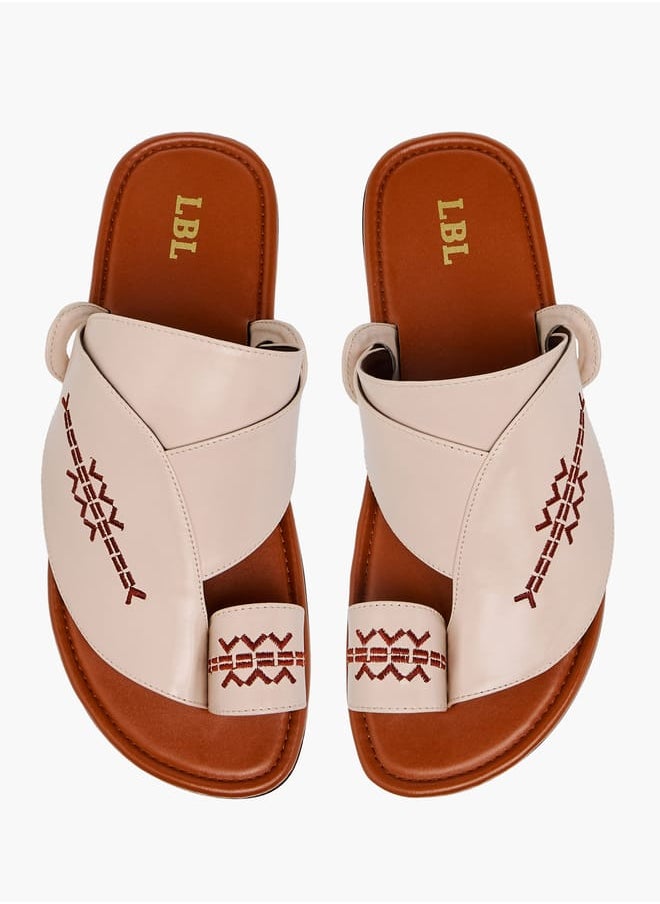 LBL by Shoexpress Men's Embroidered Slip-On Arabic Sandals with Toe Loop  - Image 1
