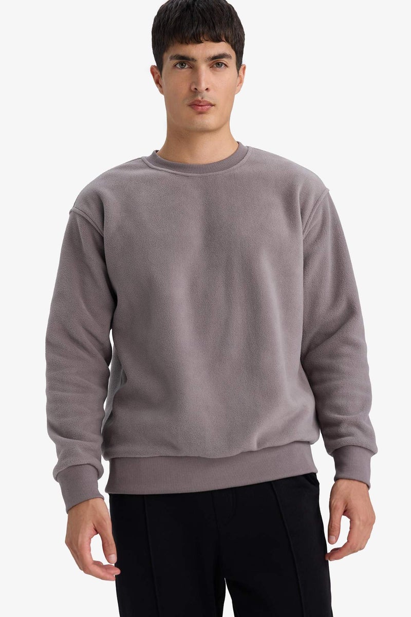 DeFacto Relax Fit Crew Neck Fleece Sweatshirt - Image 3