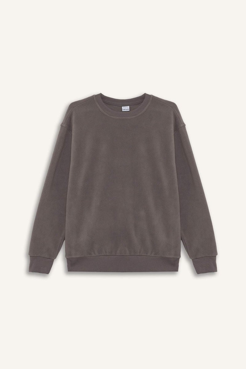 DeFacto Relax Fit Crew Neck Fleece Sweatshirt - Image 4