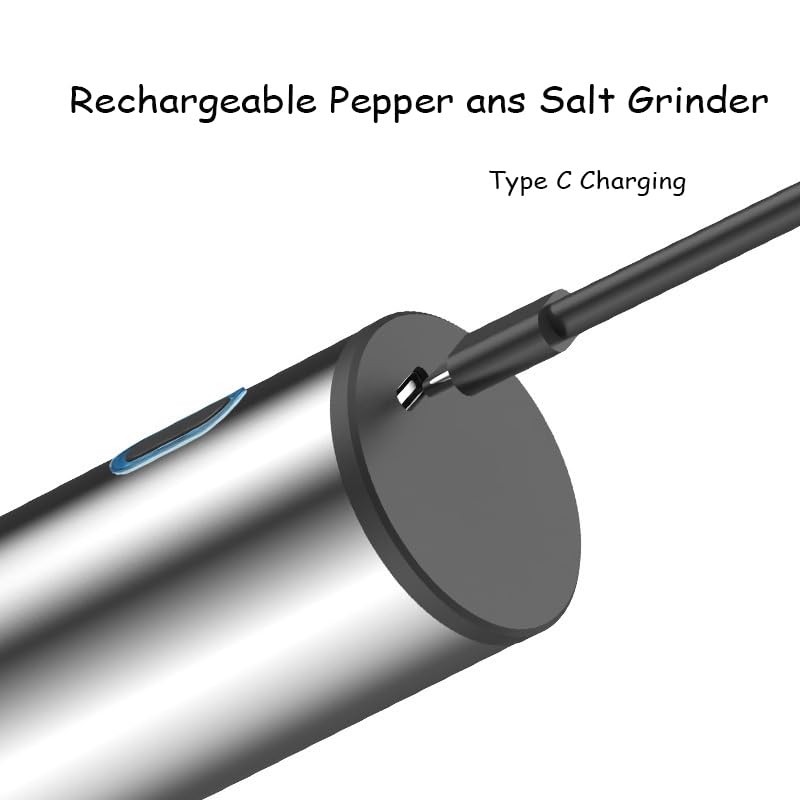 Konquer TimeS Automatic Electric Pepper Grinder with Light, Gravity Sensor Salt & Pepper Mill, Adjustable Coarseness, One-Hand Operation, Stainless Steel Design, Battery Powered Spice Grinder - Image 5