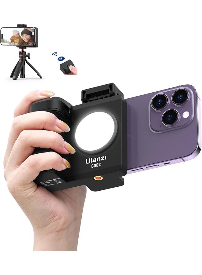 Ulanzi CG-02 Grip Holder for Smartphone Upgraded Phone Camera Grip w Remote Shutter Handheld Tripod Mount Fill Light Handheld Photography Accessories for iPhone 16 15 14 Pro Max etc - Image 1