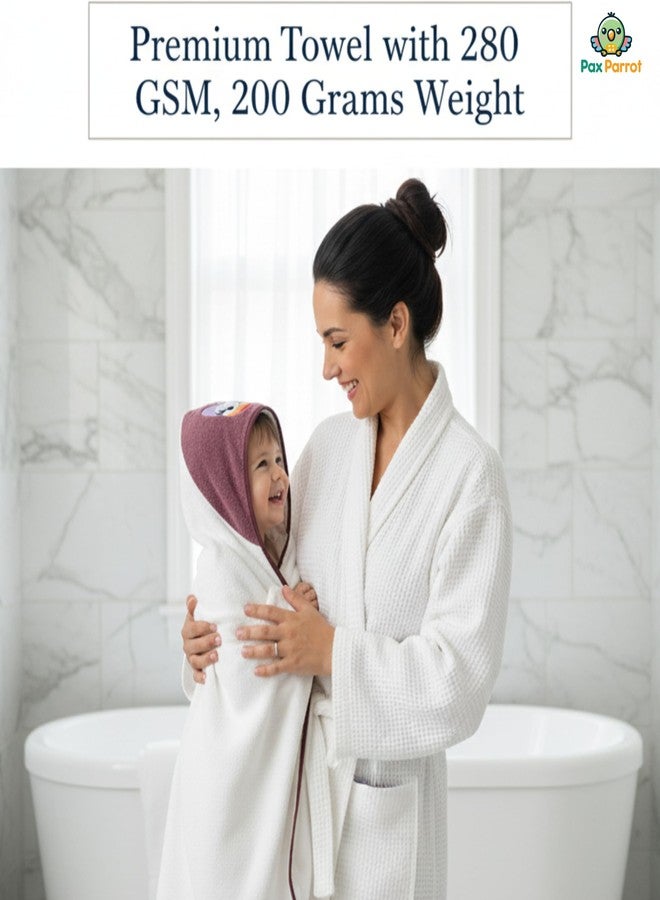 PAX PARROT Ultra-Soft Baby Hooded Towel – Coral Velvet Wrap Your Little One in Softness and Joy, Hypoallergenic & Super Absorbent Bath Wrap for Newborns & Toddlers |Cute Animal Design(0–5 Years)(White&Purple) - Image 2