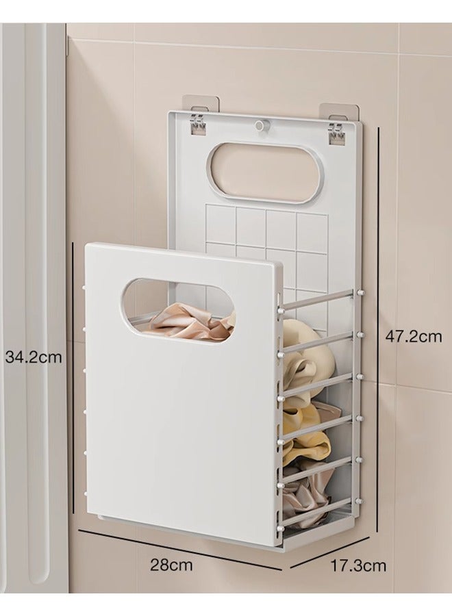 HQ-GAMING Wall Hanging Dirty Clothes Basket Household Folding Laundry Basket Large Collapsible Storage Space-Saving Basket Plastic Laundry Hamper Dirty Waterproof Clothes Organizer (Grey) - Image 2