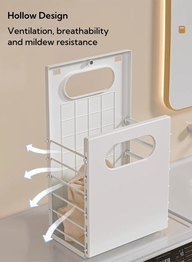 HQ-GAMING Wall Hanging Dirty Clothes Basket Household Folding Laundry Basket Large Collapsible Storage Space-Saving Basket Plastic Laundry Hamper Dirty Waterproof Clothes Organizer (Grey) - Image 4