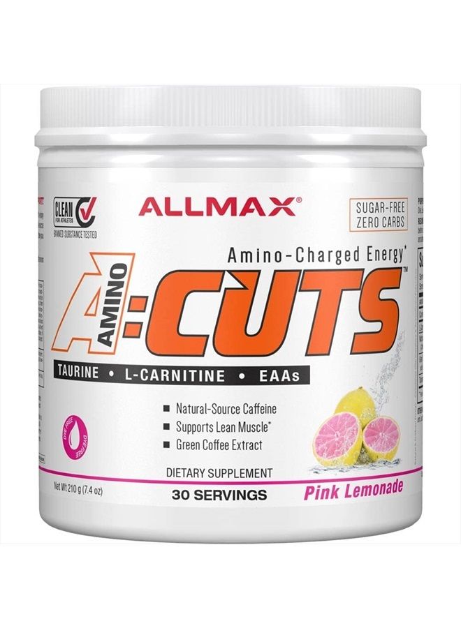 AllMax Nutrition AMINOCUTS (ACUTS), Amino-Charged Energy Drink with Taurine, L-Carnitine, Green Coffee Bean Extract, Pink Lemonade, 30 Servings - Image 1