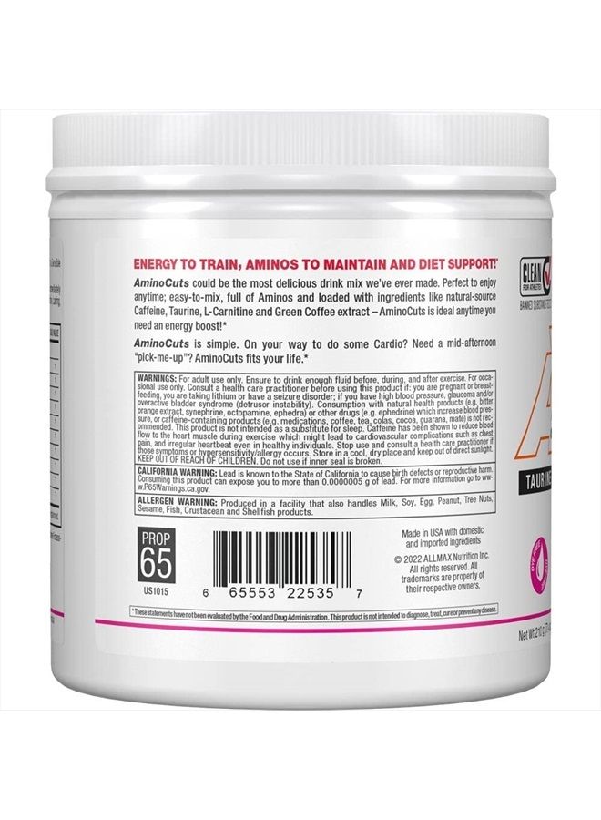 AllMax Nutrition AMINOCUTS (ACUTS), Amino-Charged Energy Drink with Taurine, L-Carnitine, Green Coffee Bean Extract, Pink Lemonade, 30 Servings - Image 2