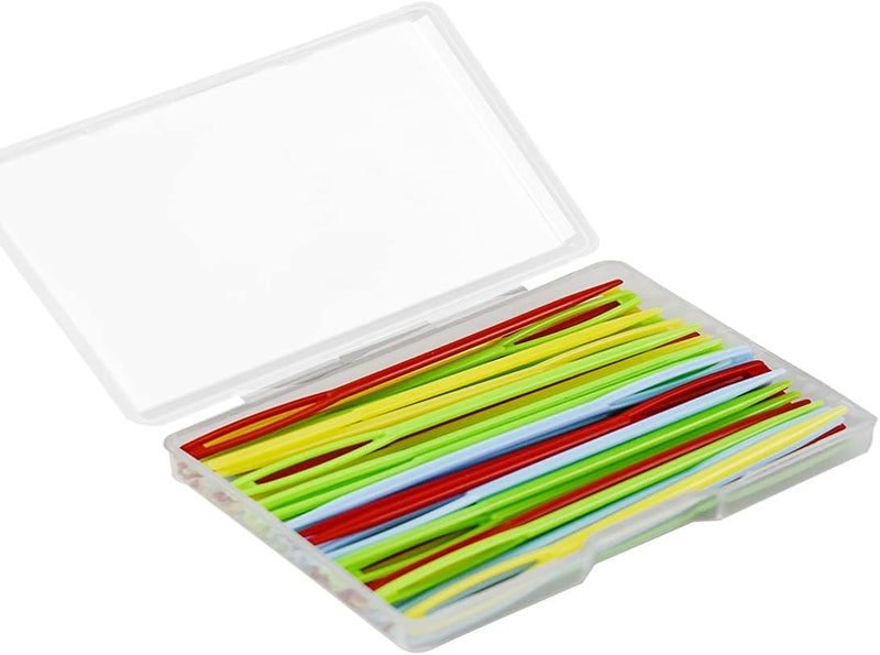 yuntop 48pcs 2.7" Large Eye Plastic Sewing Needles - Yarn, Lacing, Safety Needles for Children's Craft Projects, 4 Colors - Image 1