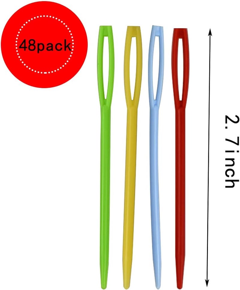yuntop 48pcs 2.7" Large Eye Plastic Sewing Needles - Yarn, Lacing, Safety Needles for Children's Craft Projects, 4 Colors - Image 4