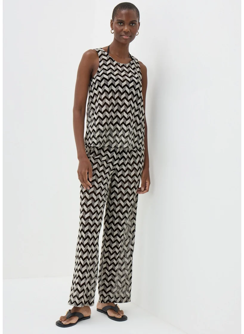 Matalan Black Chevron Crochet Vest Top