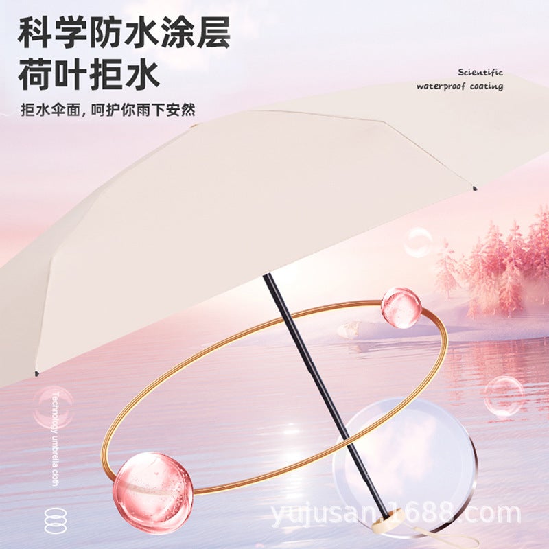 24-Rib Flat Capsule Umbrella, Mini Portable Sun & Rain Umbrella, UV Protection UPF 50+, 5-Fold Compact, Lightweight, Rubber Handle, Macaron  Colors - Image 5
