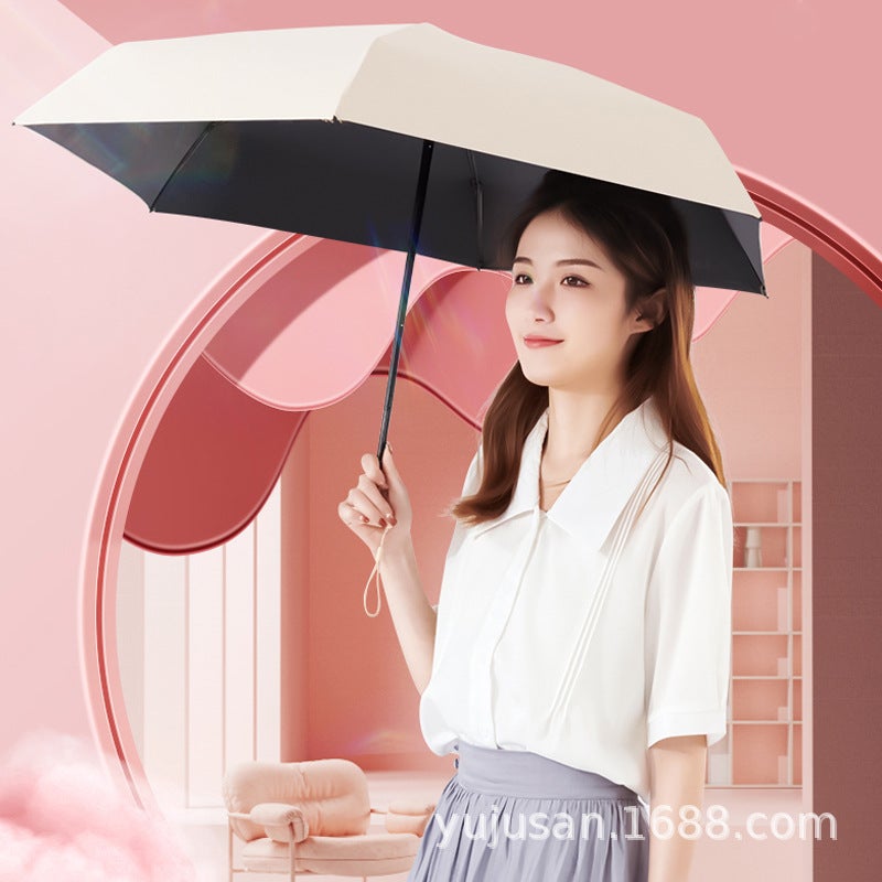 24-Rib Flat Capsule Umbrella, Mini Portable Sun & Rain Umbrella, UV Protection UPF 50+, 5-Fold Compact, Lightweight, Rubber Handle, Macaron  Colors - Image 3
