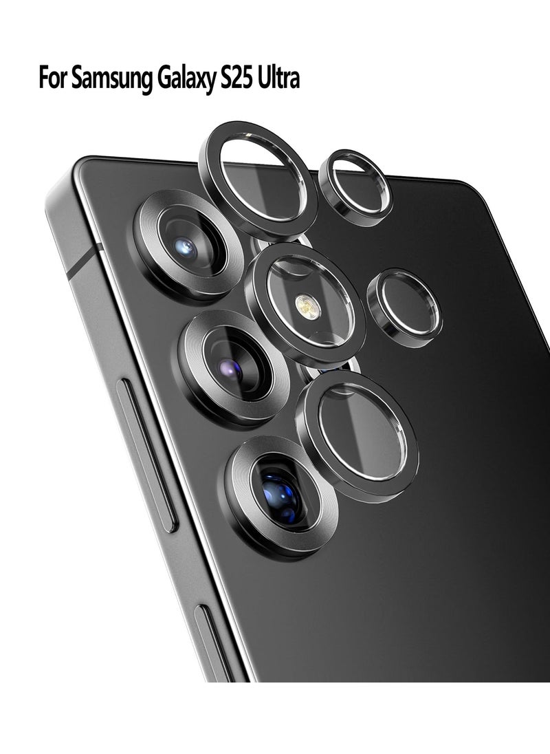 Youque Samsung Galaxy S25 Ultra Camera Lens Protector (3+2PCS), 9H Tempered Glass Camera Cover Screen Protector Metal Individual Ring Black  - Image 1