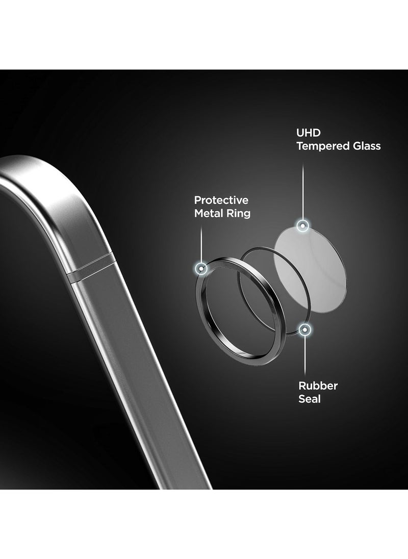 Youque Samsung Galaxy S25 Ultra Camera Lens Protector (3+2PCS), 9H Tempered Glass Camera Cover Screen Protector Metal Individual Ring Black  - Image 3
