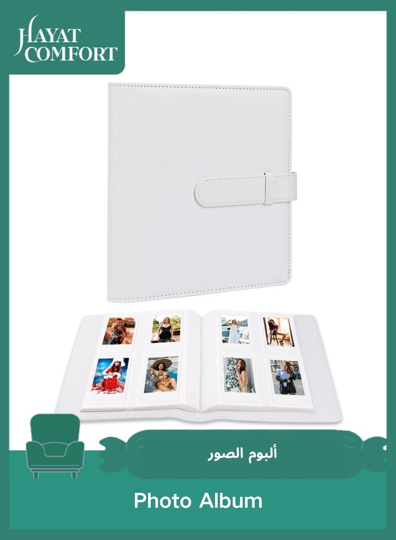 Hayat Comfort 128 Pockets Photo Album for Fujifilm Instax Mini LiPlay 12 11 9 8 40 Evo 7S Camera/Link Printer, 2x3 Picture book for Polaroid Snap Touch PIC-300 Z2300 Mint Zip Instant Camera Printe (Ice White) - Image 1