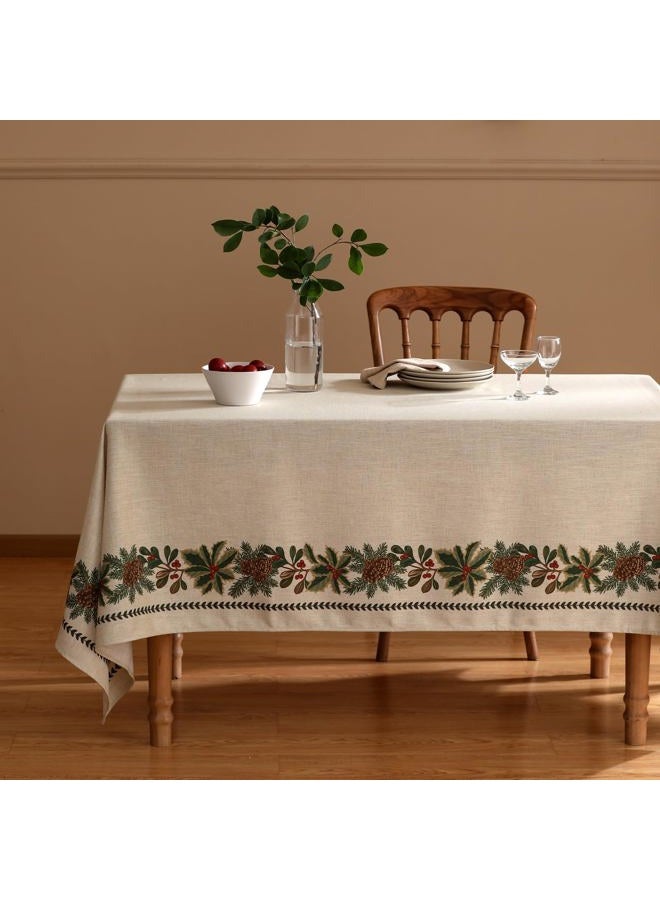 ISAENNE Designer Christmas Linen Small Square Tablecloth,Light Beige Western Elegant Table Cloth,Wrinkle Resistant Decor Tablecloths for Dining Thanksgiving Kitchen Christmas,55"*55"-Carol G - Image 2