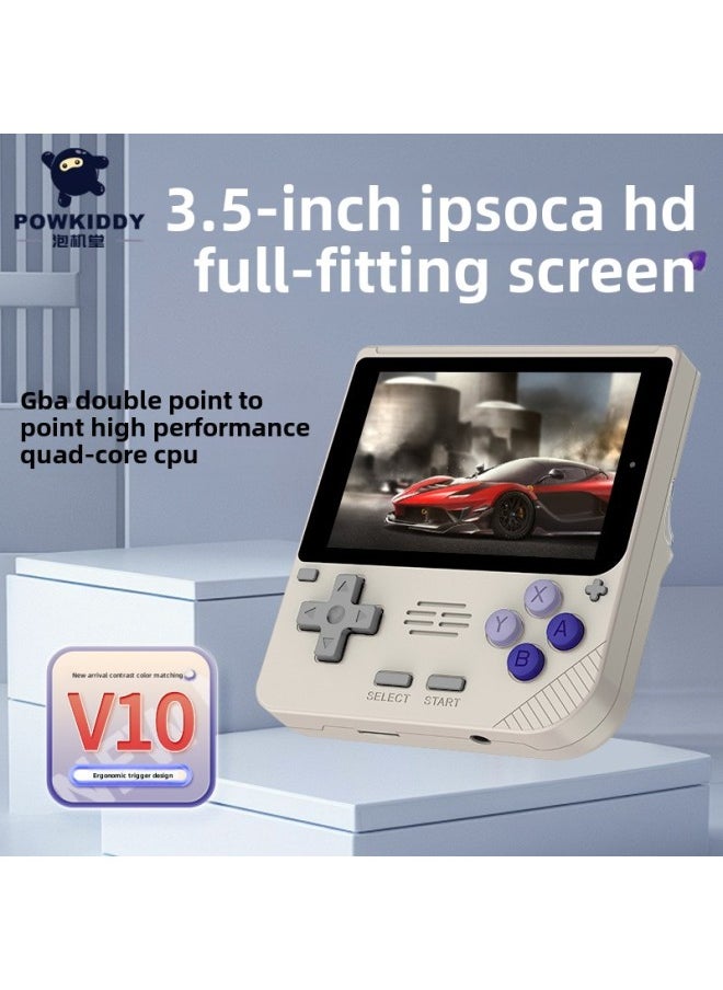 Generic - Powkiddy Bubble Machine Hall V10 Game Machine Palm Open Source GBA HD Vertical Version FC Game Machine Foreign Trade-Product Color:Retro Grey-Model:V10 - Image 1