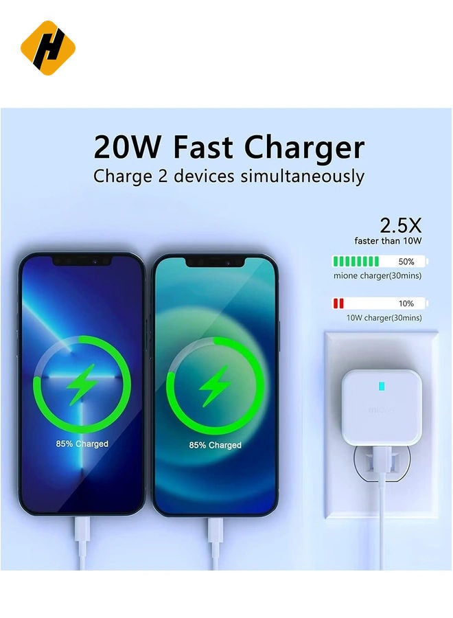 HuHa 20W USB C Charger Block, 2-Ports [USB-C + USB] Charging Station, QC PD3.0 GaN Fast Charging Block, Type C Power Adapter for iPad Pro/iPhone/Samsung Note/Galaxy (Not with Cable)  - Image 5