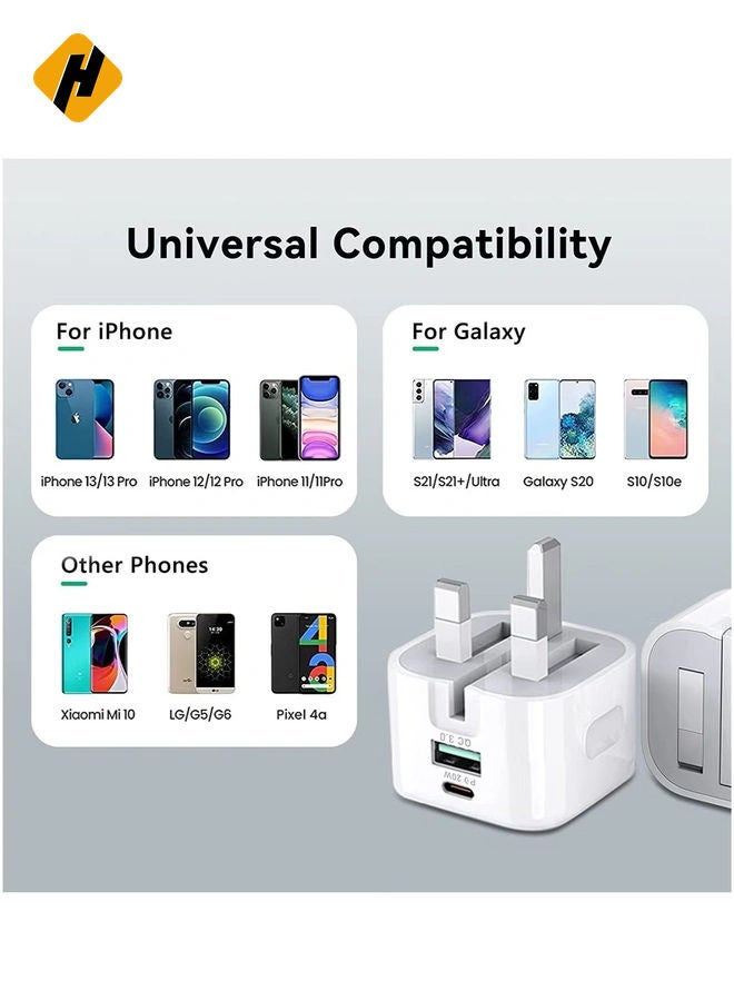 HuHa 20W USB C Charger Block, 2-Ports [USB-C + USB] Charging Station, QC PD3.0 GaN Fast Charging Block, Type C Power Adapter for iPad Pro/iPhone/Samsung Note/Galaxy (Not with Cable)  - Image 2