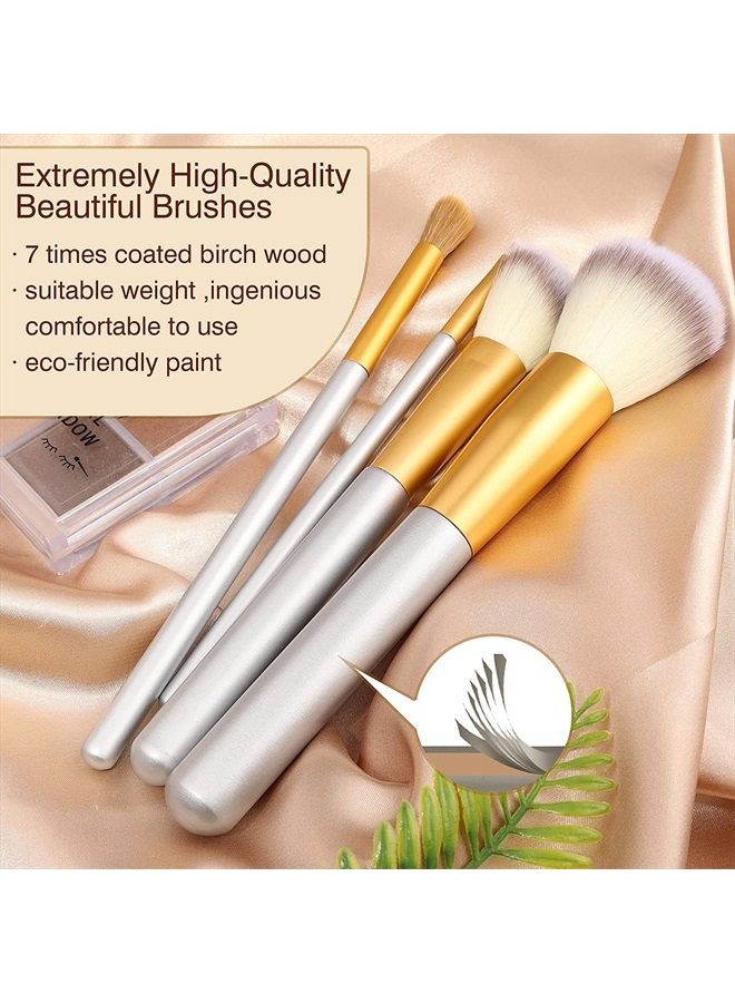 VANDER Make up Brushes, VANDER 24pcs Premium Cosmetic Makeup Brush Set for Foundation Blending Blush Concealer Eye Shadow, Cruelty-Free Synthetic Fiber Bristles, Travel Makeup bag Included, Champagne - Image 4