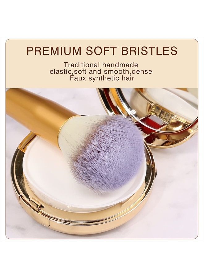 VANDER Make up Brushes, VANDER 24pcs Premium Cosmetic Makeup Brush Set for Foundation Blending Blush Concealer Eye Shadow, Cruelty-Free Synthetic Fiber Bristles, Travel Makeup bag Included, Champagne - Image 3