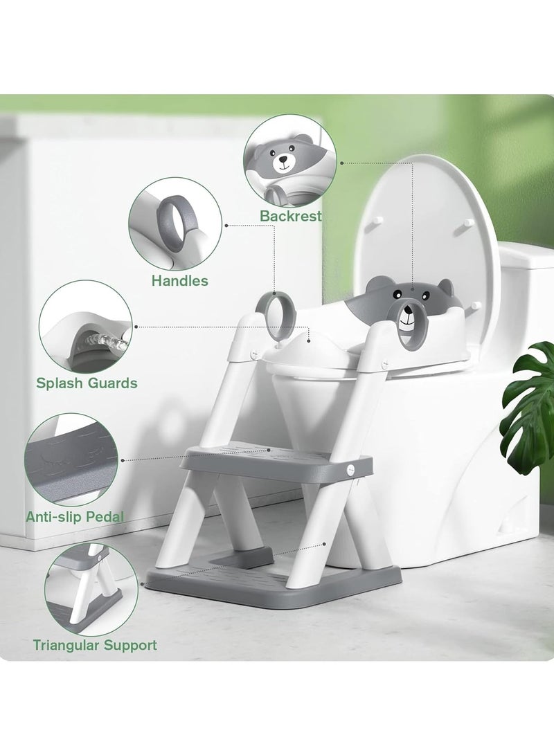 Taizz Ventures Potty Training Seat with Step Stool for Boys & Girls – 2-in-1 Adjustable Toilet Ladder, Non-Slip Waterproof Cushion, Foldable Design, for Toddlers 2-7 Years, Fits Most Toilet Shapes - Grey - Image 2