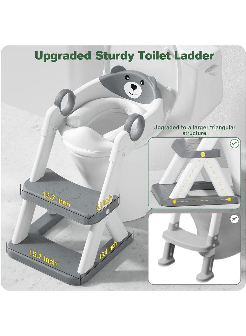 Taizz Ventures Potty Training Seat with Step Stool for Boys & Girls – 2-in-1 Adjustable Toilet Ladder, Non-Slip Waterproof Cushion, Foldable Design, for Toddlers 2-7 Years, Fits Most Toilet Shapes - Grey - Image 3