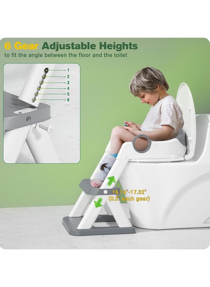 Taizz Ventures Potty Training Seat with Step Stool for Boys & Girls – 2-in-1 Adjustable Toilet Ladder, Non-Slip Waterproof Cushion, Foldable Design, for Toddlers 2-7 Years, Fits Most Toilet Shapes - Grey - Image 4