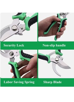 Alruht Garden Pruning Shears, Hand Gardening Cutter, Professional Garden Scissors with Stainless Steel Blade,Ultra Sharp Scissors for Trimming, Fruits, Flowers, Plants, Green  - Image 5