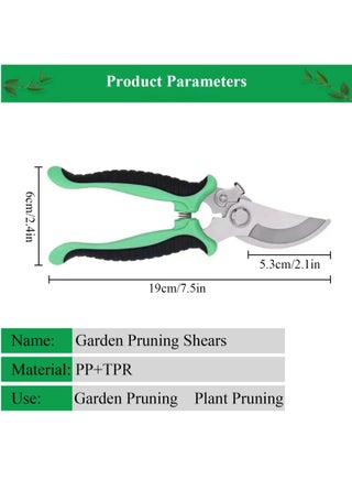 Garden Pruning Shears, Hand Gardening Cutter, Professional Garden Scissors with Stainless Steel Blade,Ultra Sharp Scissors for Trimming, Fruits, Flowers, Plants, Green - view 2